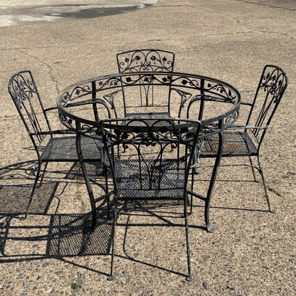 Salterini Style Wrought Iron Garden Patio Dining Set by Florentine Craft Studio