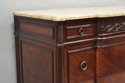 Antique French Louis XVI Maison Jansen Style Mahogany Marble Top Dresser Commode