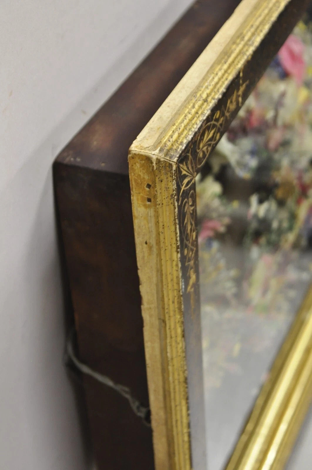 Antique Victorian Wax Flower Floral Mourning Wreath Shadow Box Wall Frame Oddity