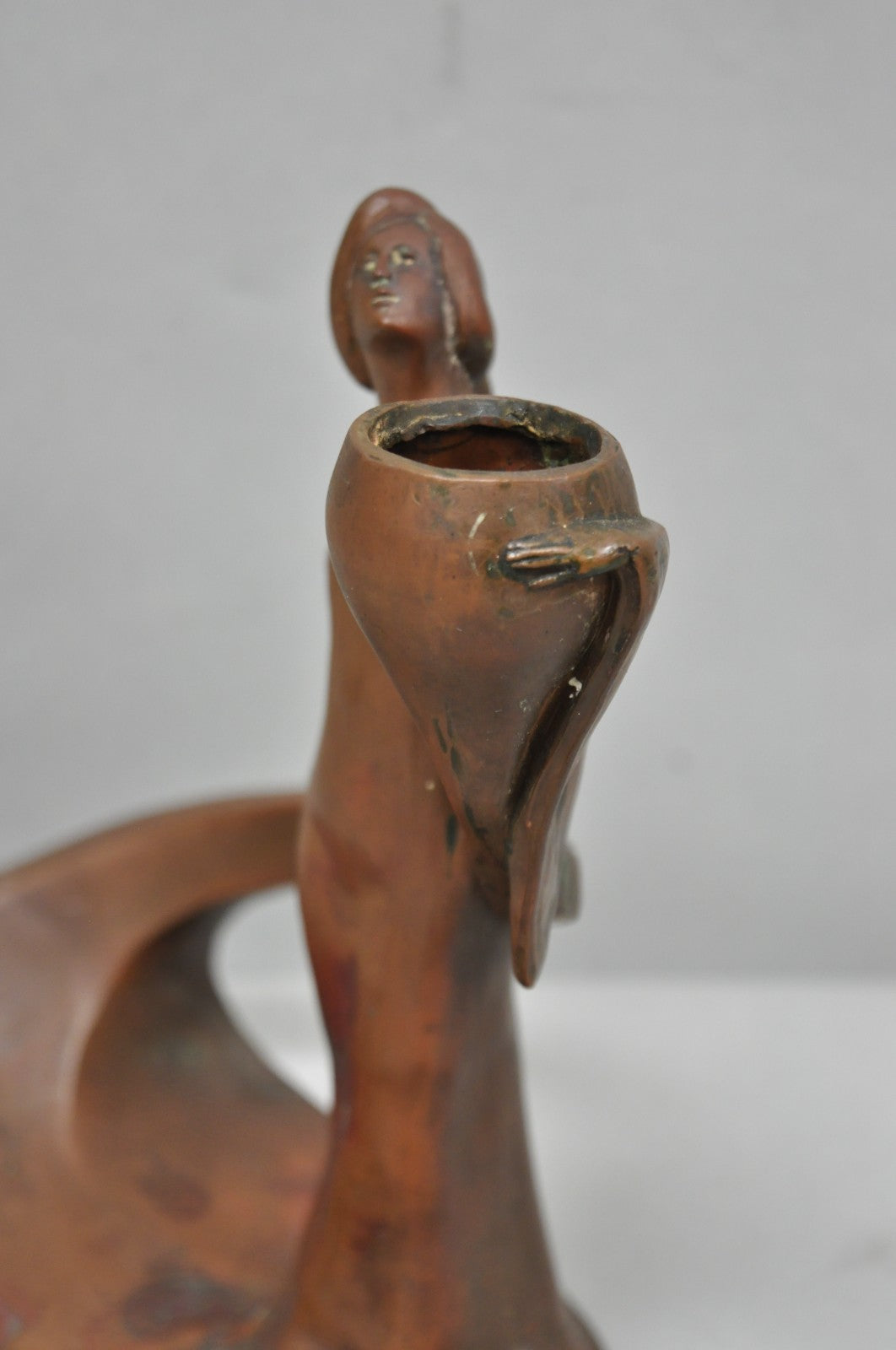 Antique Art Nouveau Austrian Bronze Woman Figural Sculpture Candlestick Holder