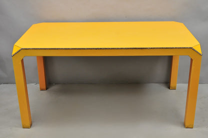 Vintage Hollywood Regency Orange Vinyl Laminate Parsons Style Dining Table Desk