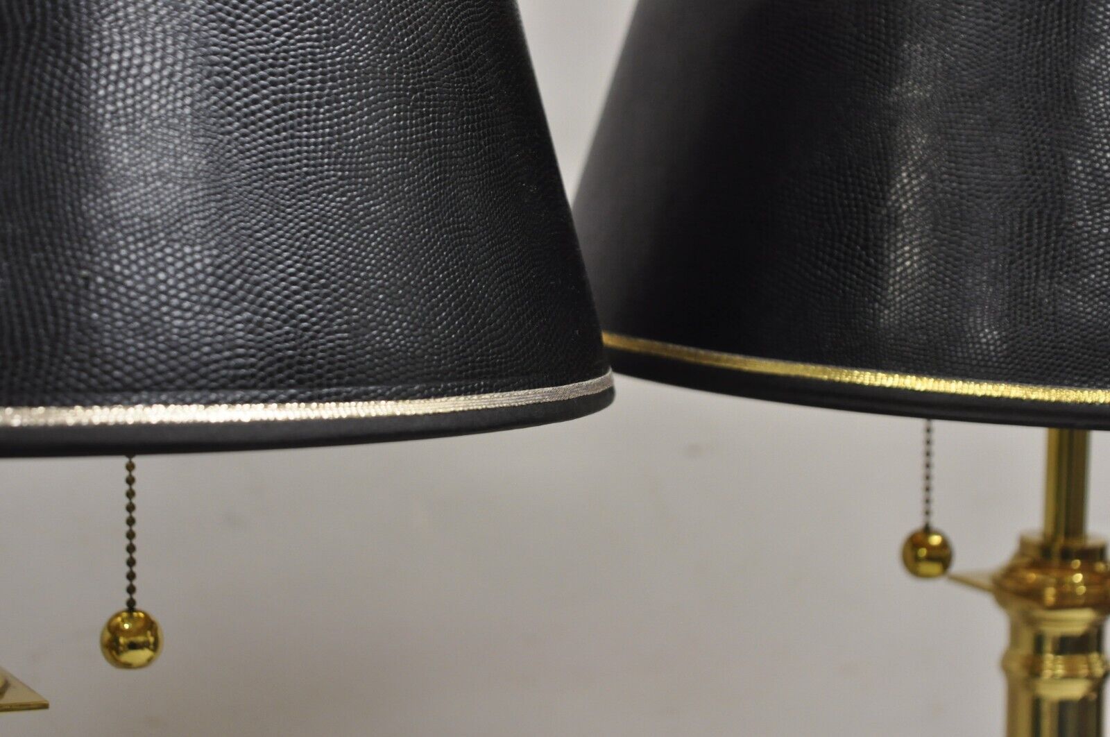 Vintage French Empire Brass & Italian Black Marble Column Table Lamps - a Pair