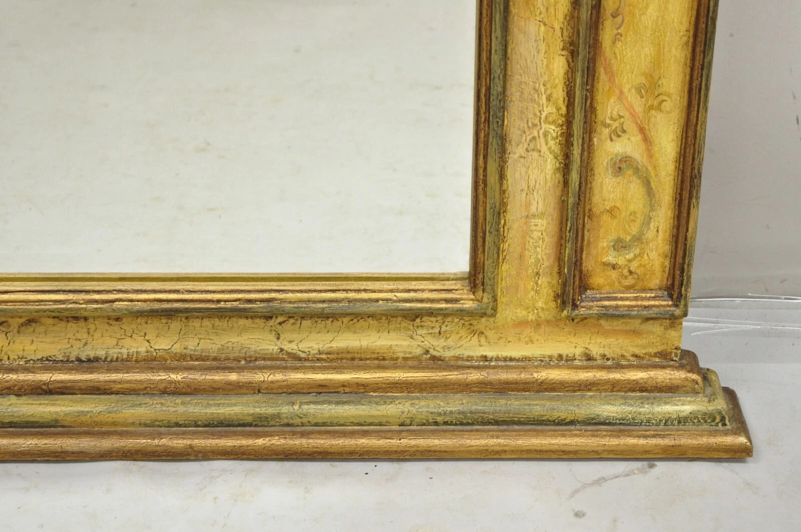 Contemporary Shabby and Chic Italian Tuscan Distress Painted Trumeau Wall Mirror
