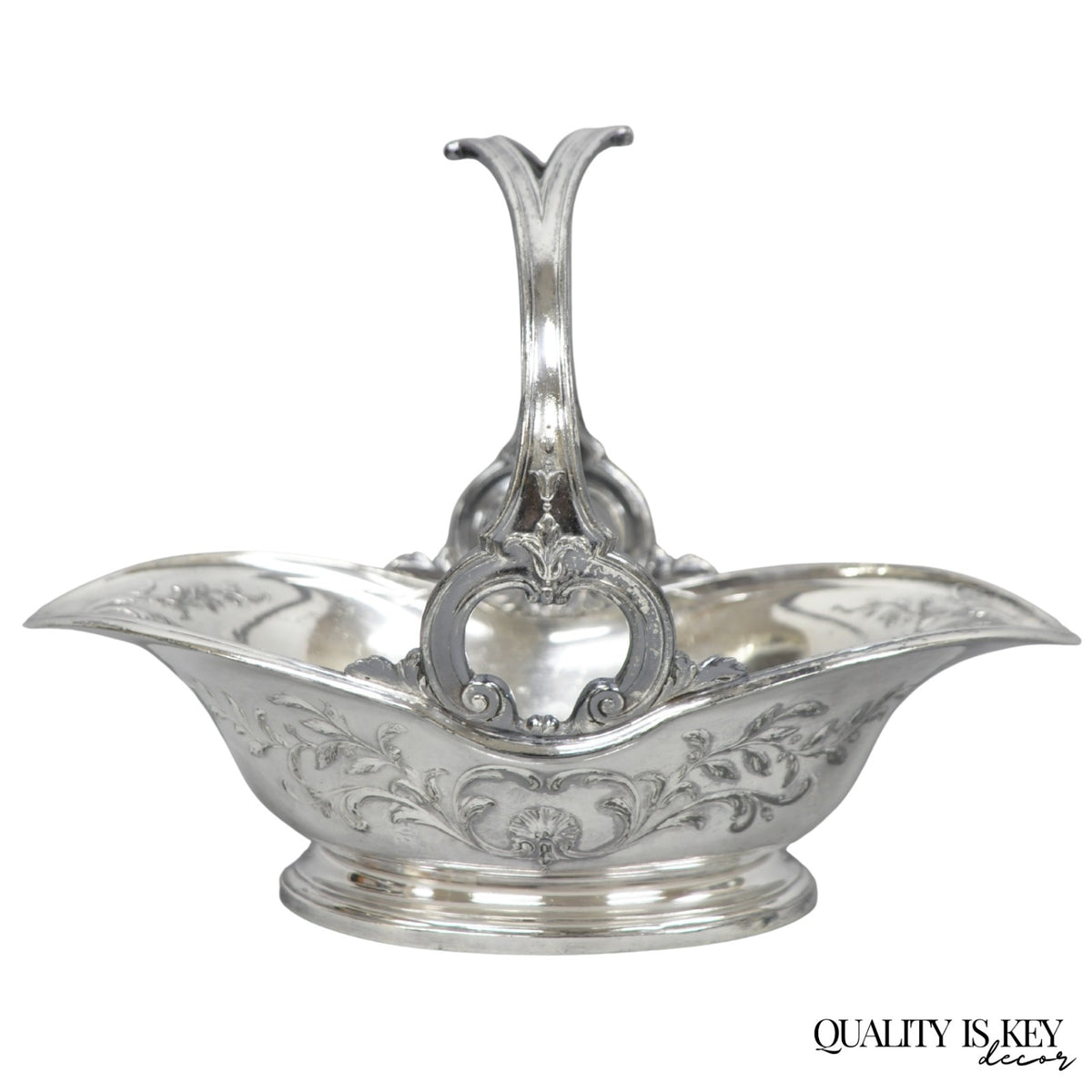 Antique Christofle Gallia French Art Nouveau Silver Plated Fruit Basket w Handle