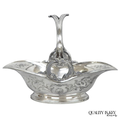 Antique Christofle Gallia French Art Nouveau Silver Plated Fruit Basket w Handle