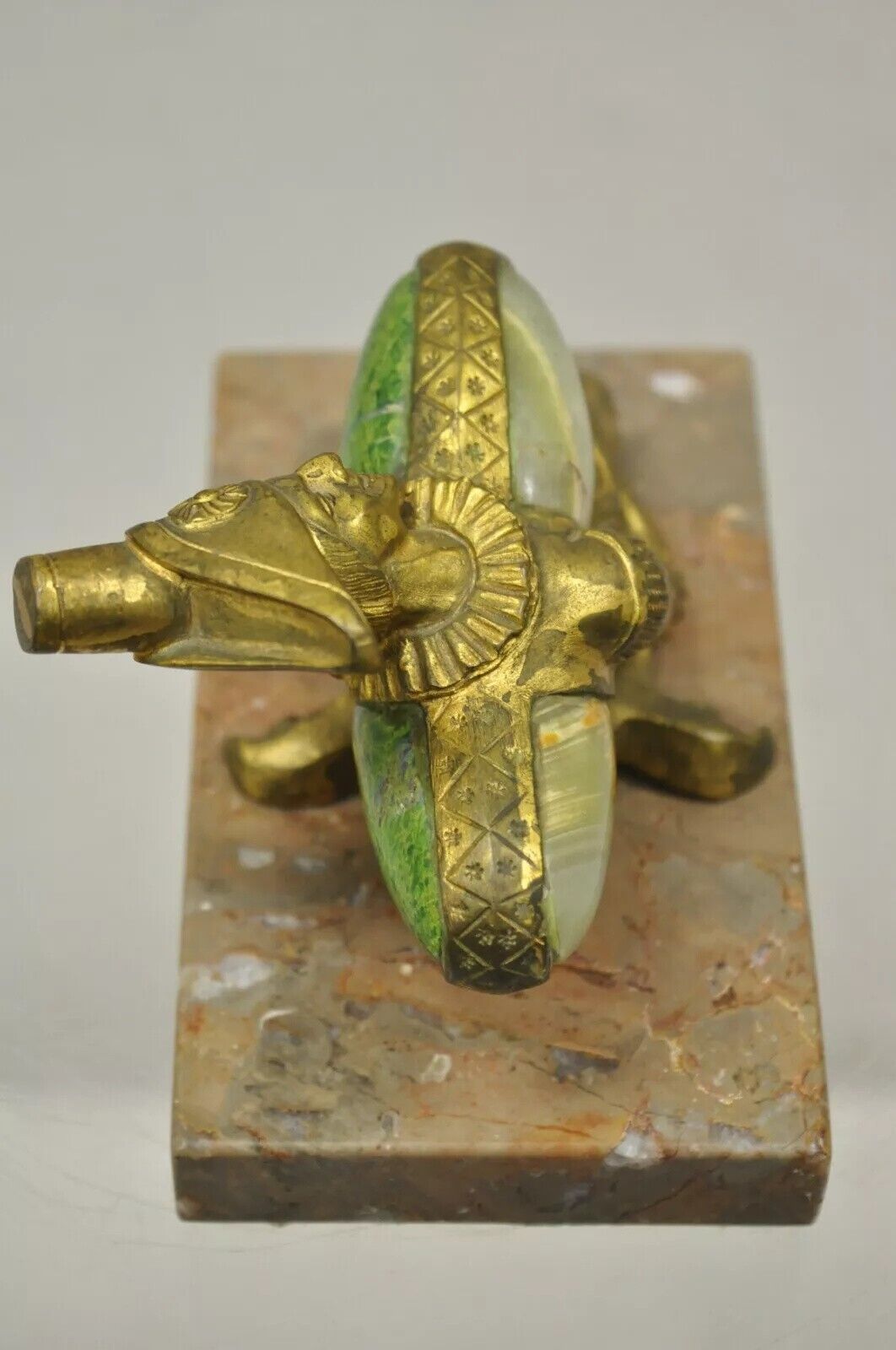 "In a Pickle" Antique Bronze Oriental Trinculo Jester Paperweight Onyx Malachite