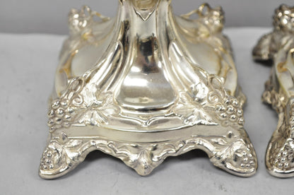 Antique Silver Plated Warsaw Imperial Russia 12" Candlestick Holders - a Pair
