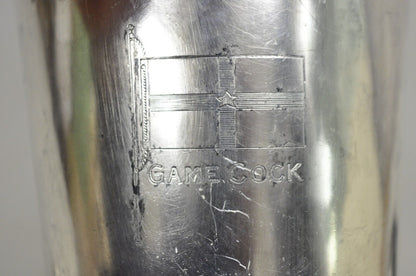 Antique Art Deco Silver Plated Martini Cocktail Shaker "Game Cock" Monogram