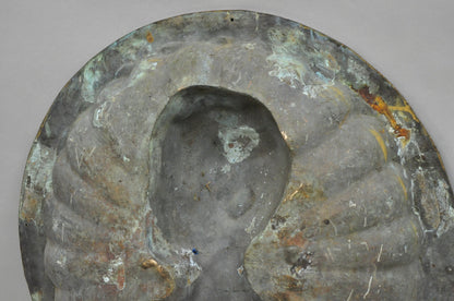 Antique Italian Woman Bust Large 25" Bronze Relief Repousse Monument Plaque