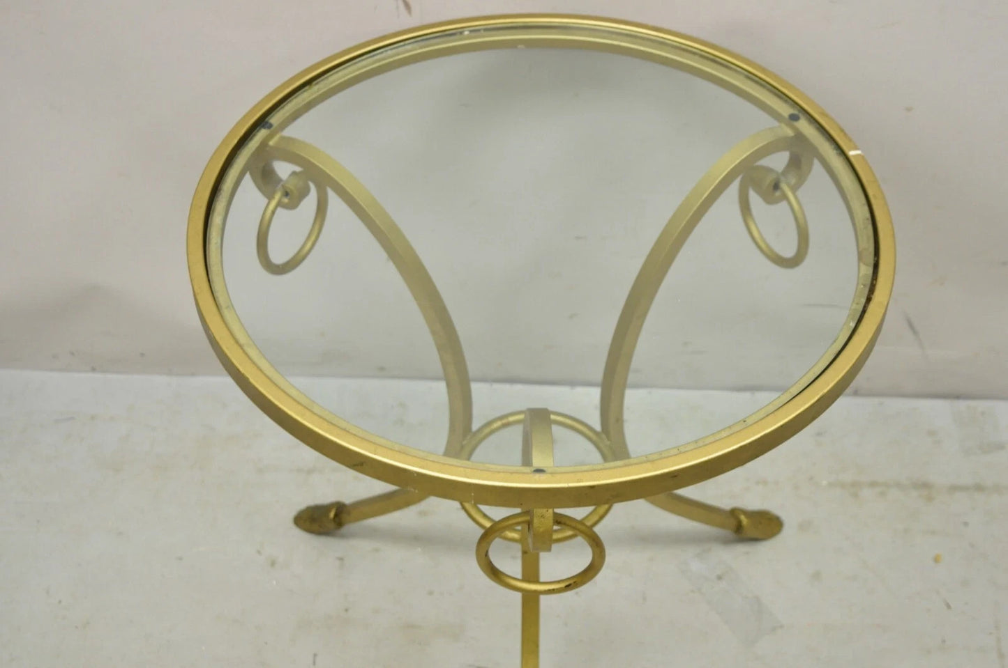 Decorator Italian Neoclassical Style Gold Hoof Foot Round Occasional Side Table