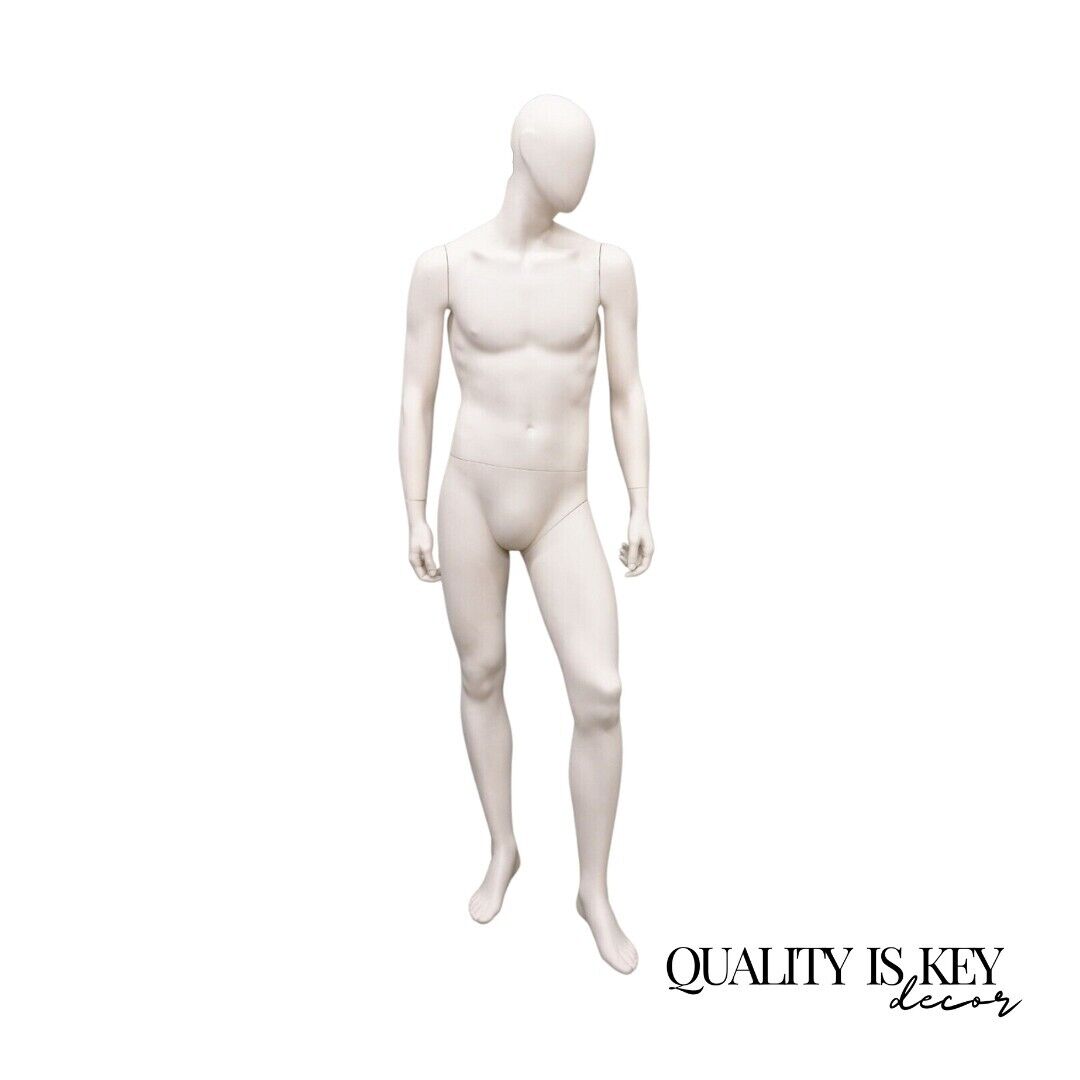 Male Fiberglass White Matte Finish Full Body Display Mannequin by Almax (A)