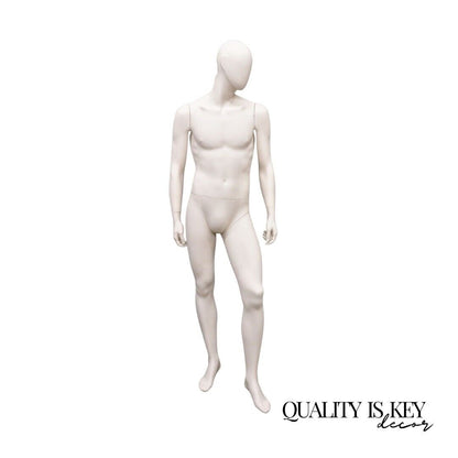 Male Fiberglass White Matte Finish Full Body Display Mannequin by Almax (A)