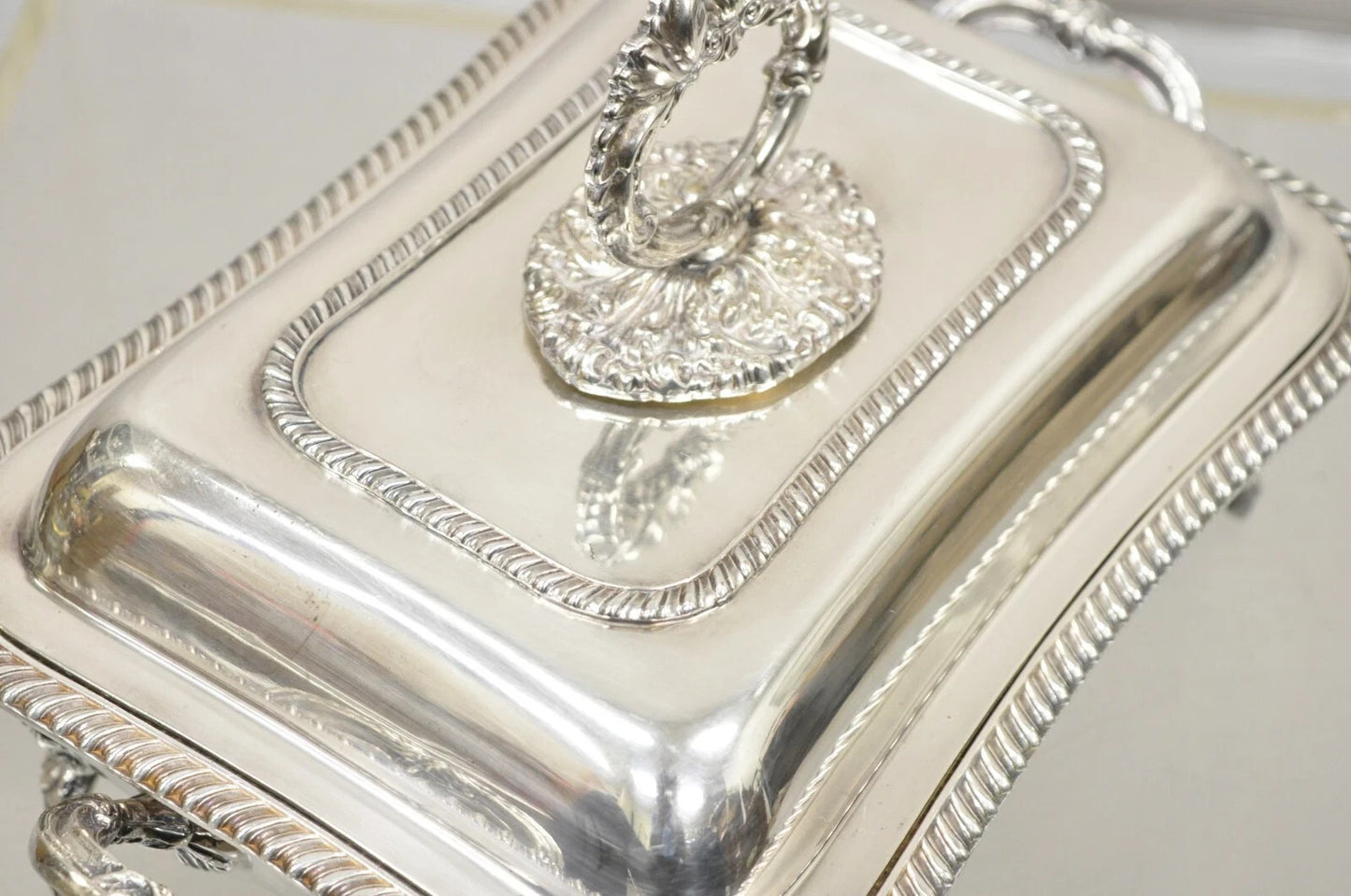 Antique English Victorian Sheffield Silver Plated Lidded Warmer Serving Platter