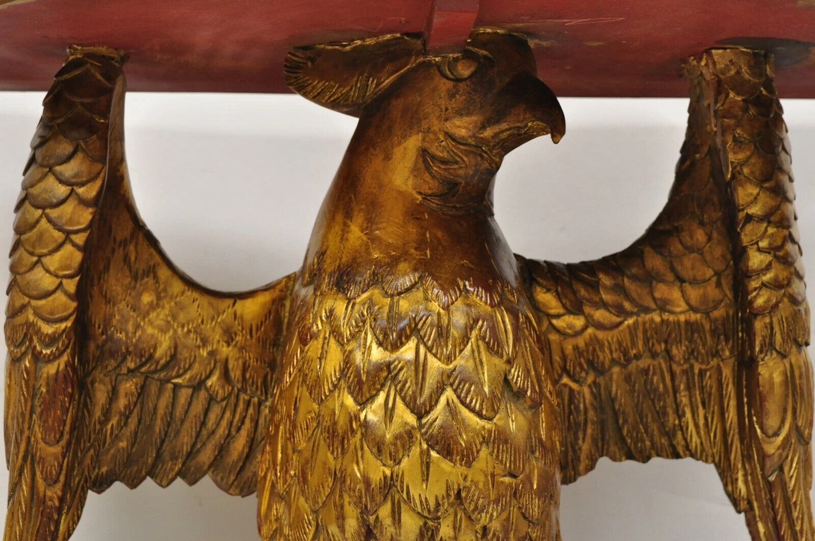 Vintage Neoclassical Style Gold Carved Wood American Eagle Console Hall Table