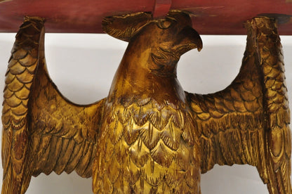Vintage Neoclassical Style Gold Carved Wood American Eagle Console Hall Table