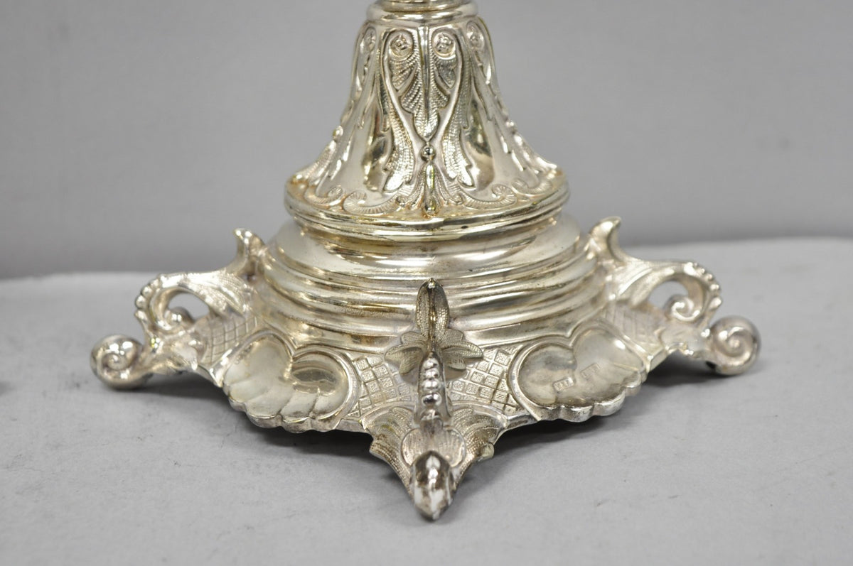 Antique Silver Plated WMF Warsaw Imperial Russia 12" Candlestick Holders - Pair