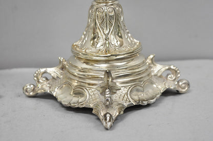 Antique Silver Plated WMF Warsaw Imperial Russia 12" Candlestick Holders - Pair