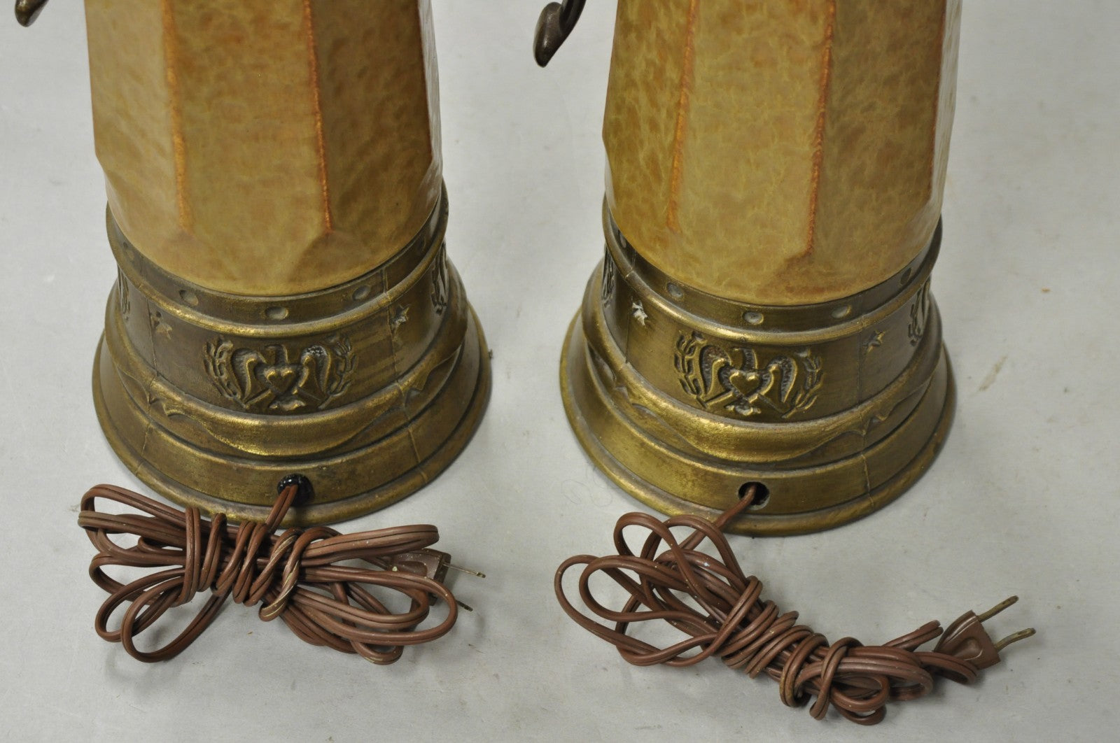 Vintage German Ceramic Pottery Beer Stein Renaissance Style Table Lamps - a Pair