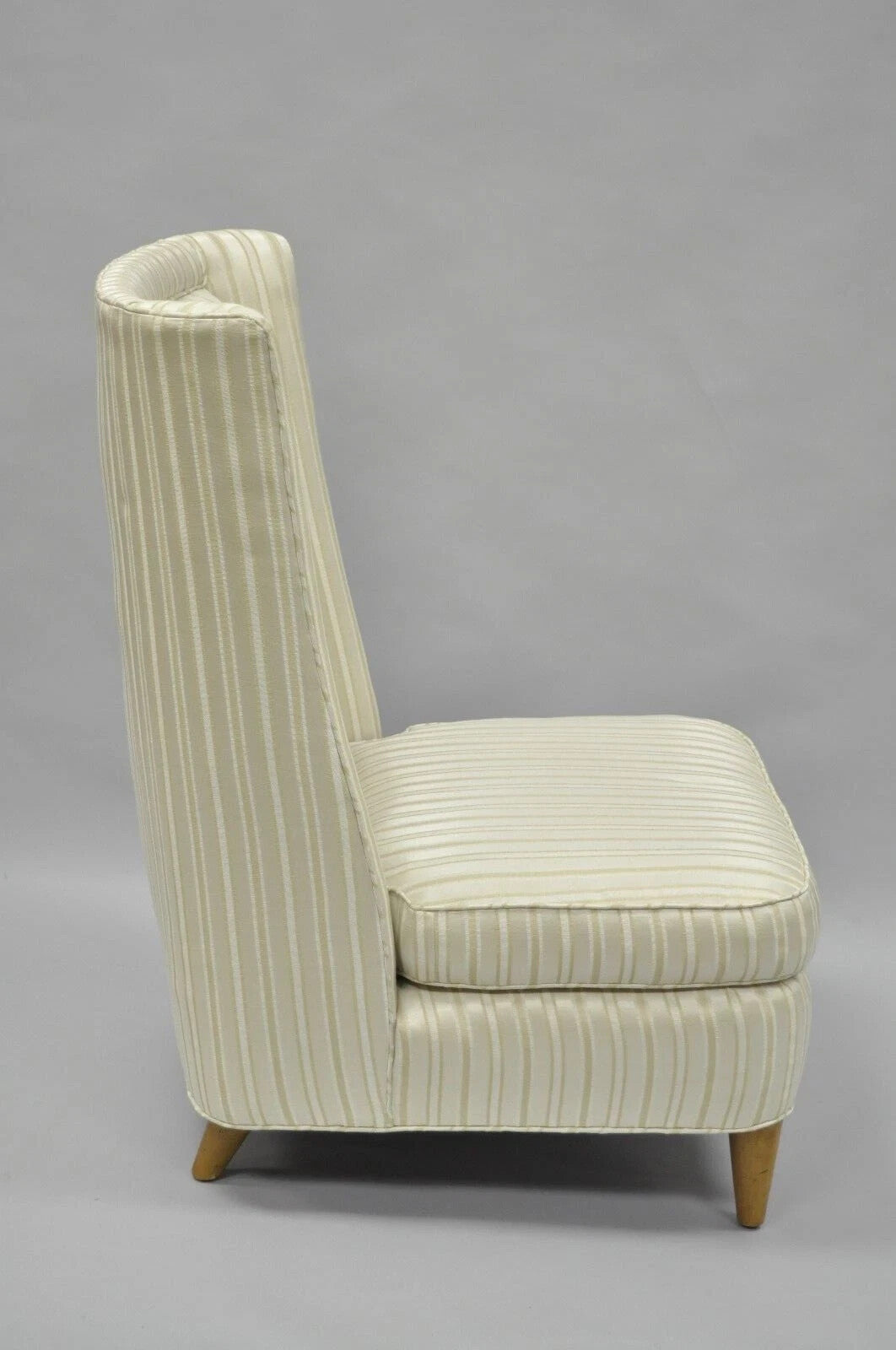 Paul Laszlo Mid Century Modern Upholstered Barrel Wing Back Slipper Lounge Chair