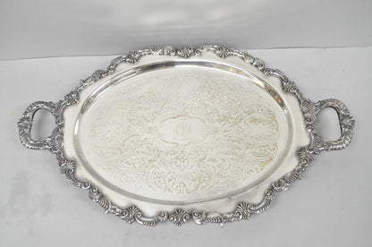 Vintage Sheffield Victorian Silver Plated Oval Platter Tray 25th Anniversary