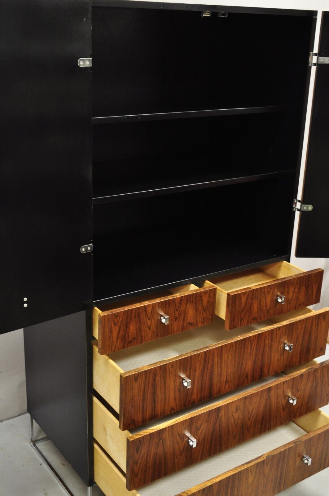 Vintage Rougier Mid Century Danish Modern Rosewood Wardrobe Tall Chest Dresser