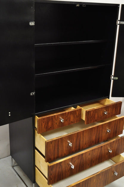 Vintage Rougier Mid Century Danish Modern Rosewood Wardrobe Tall Chest Dresser