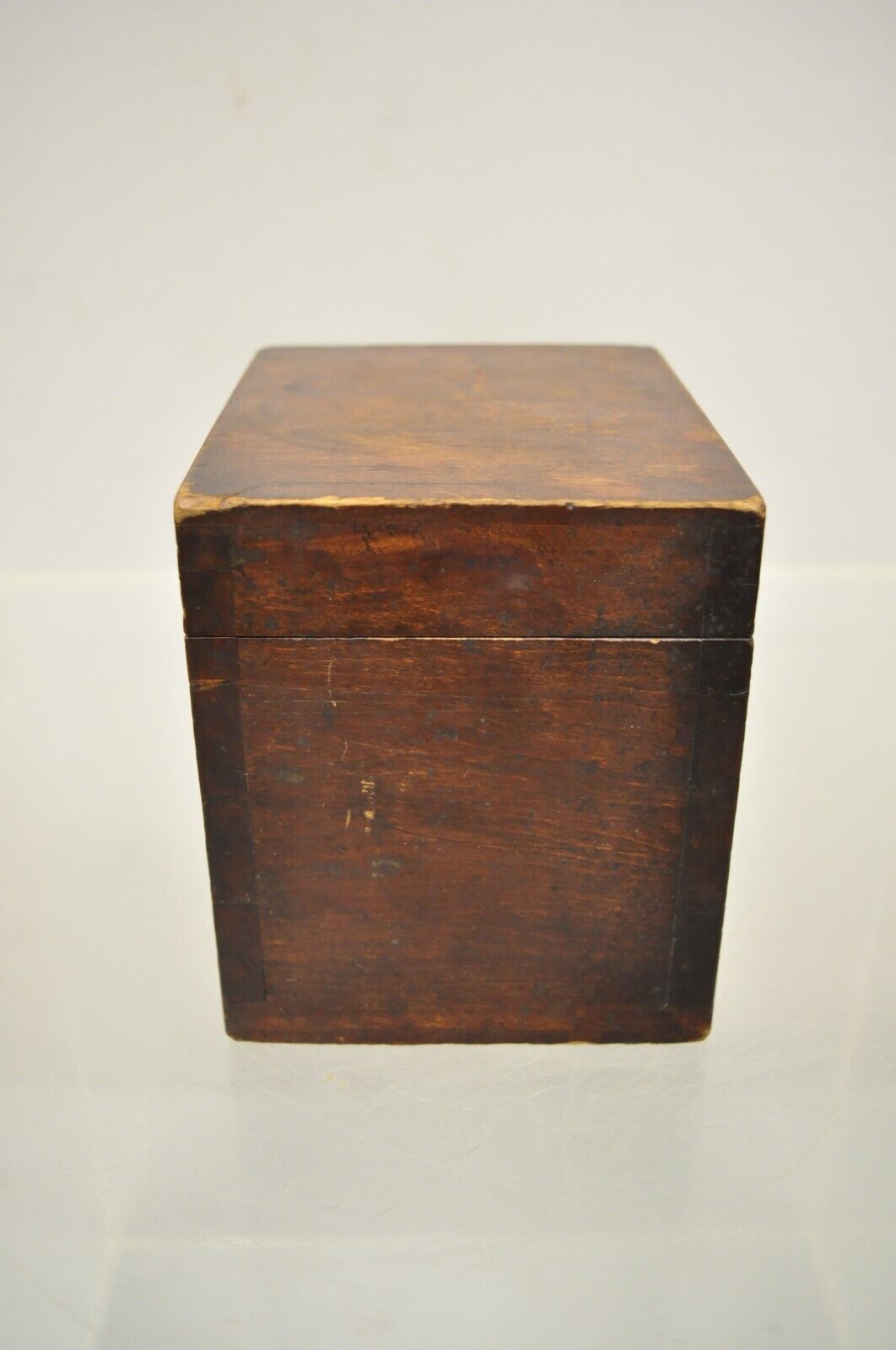 Antique English Walnut Tea Caddy Small Desk Box Victorian with Dovetail
