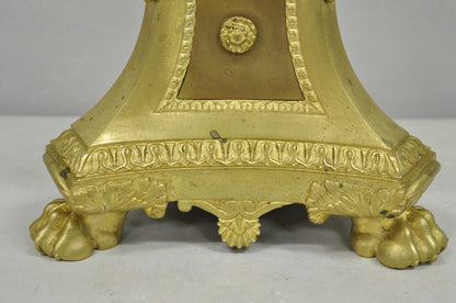 Antique 59" Tall French Empire Renaissance Bronze Column Candlestick Table Lamp