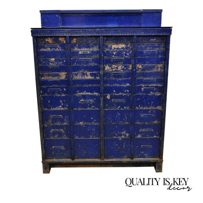 Vintage American Cabinet Co Steel Metal 24 Drawer Blue Dental Medical Cabinet