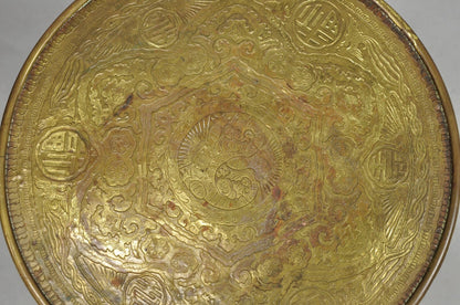 Antique Chinoiserie Oak Barley Twist Chinese Brass Dragon Side Table by Ferguson