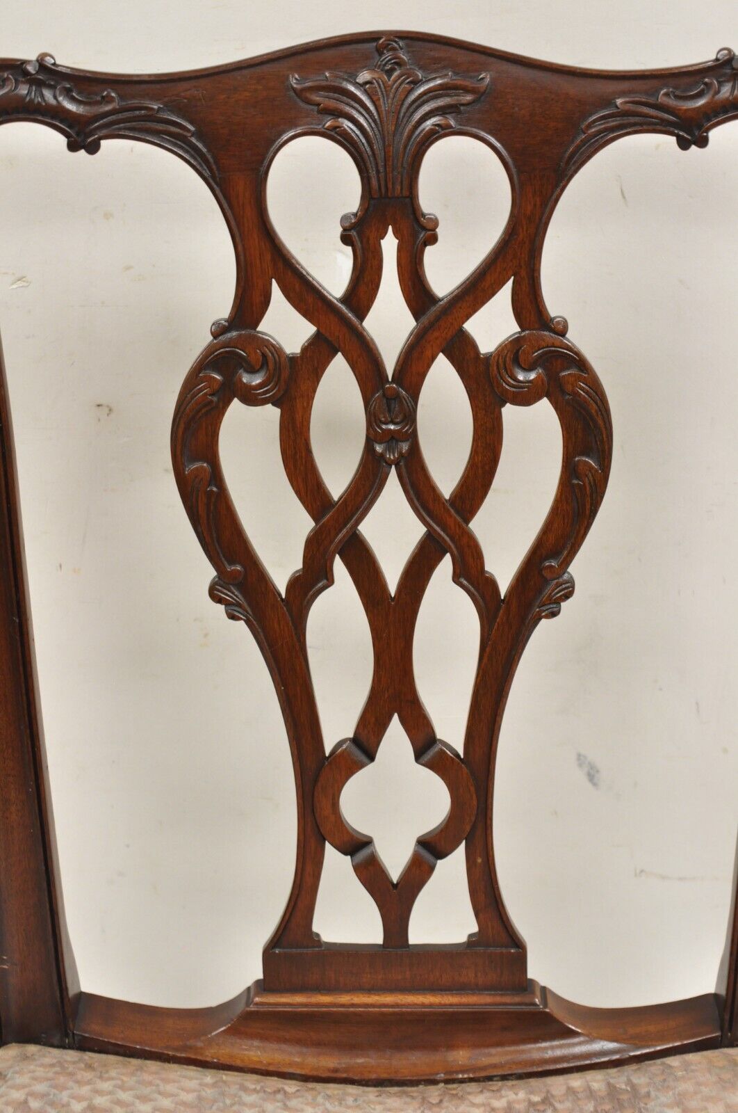 Antique Chippendale Georgian Style Carved Mahogany Dining Side Chairs - Set of 6