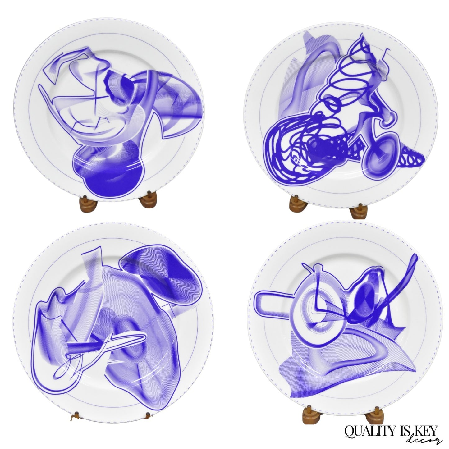 Frank Stella David Mirvish Designs Vortex Engravings 5-8 Indigo Plate - Set of 4