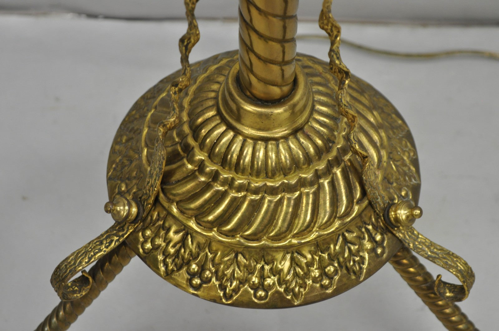 Antique Victorian Adjustable Height Brass Converted Oil Lamp Piano Floor Lamp