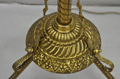 Antique Victorian Adjustable Height Brass Converted Oil Lamp Piano Floor Lamp