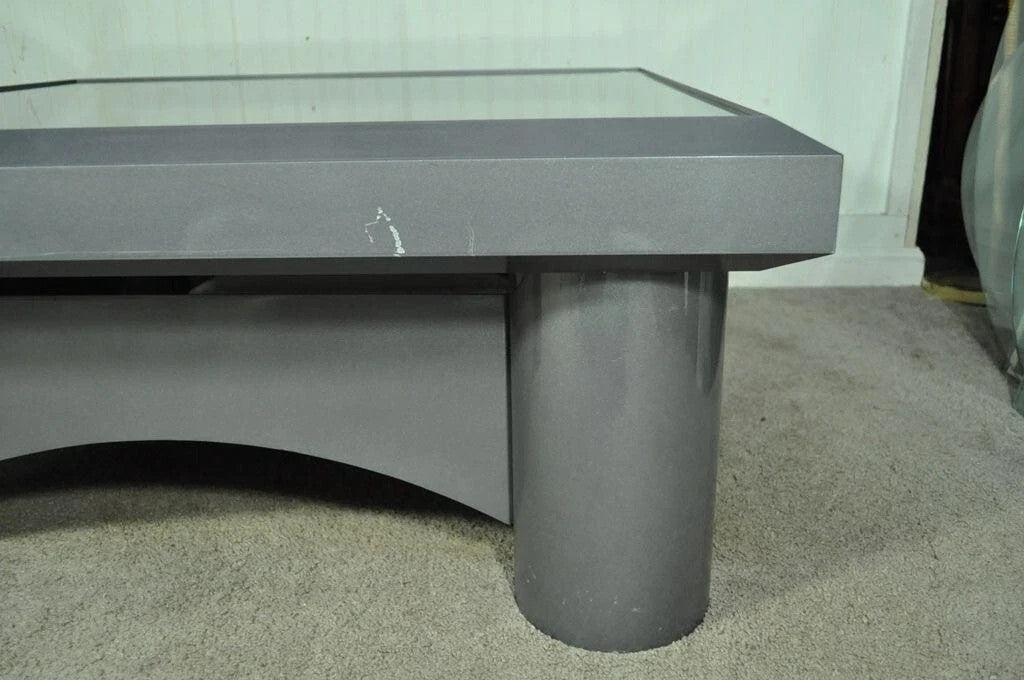 Industrial Modern Large Custom Aluminum Gun Metal 40" Square Coffee Table