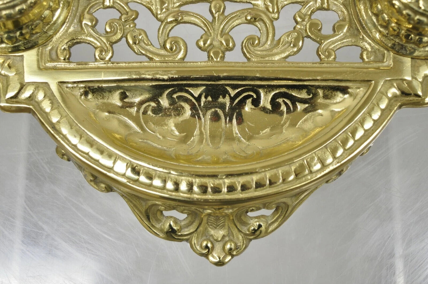 Vintage Renaissance Victorian Style Brass Lion Head Double Pen Desk Inkwell