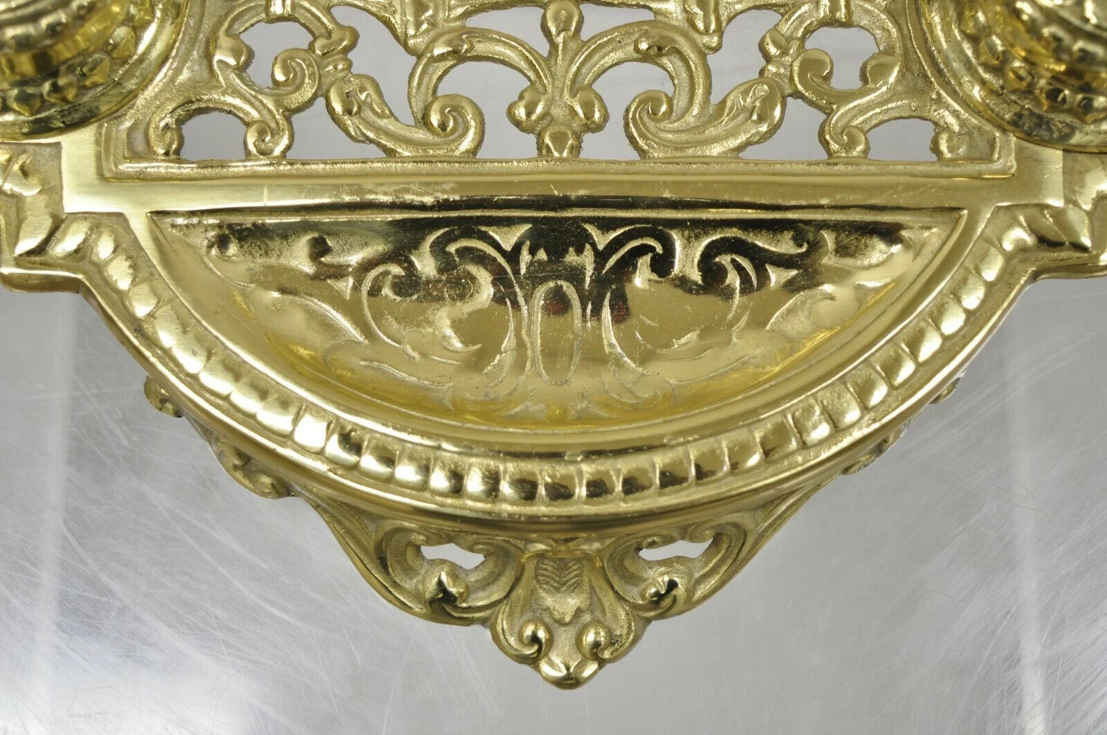 Vintage Renaissance Victorian Style Brass Lion Head Double Pen Desk Inkwell