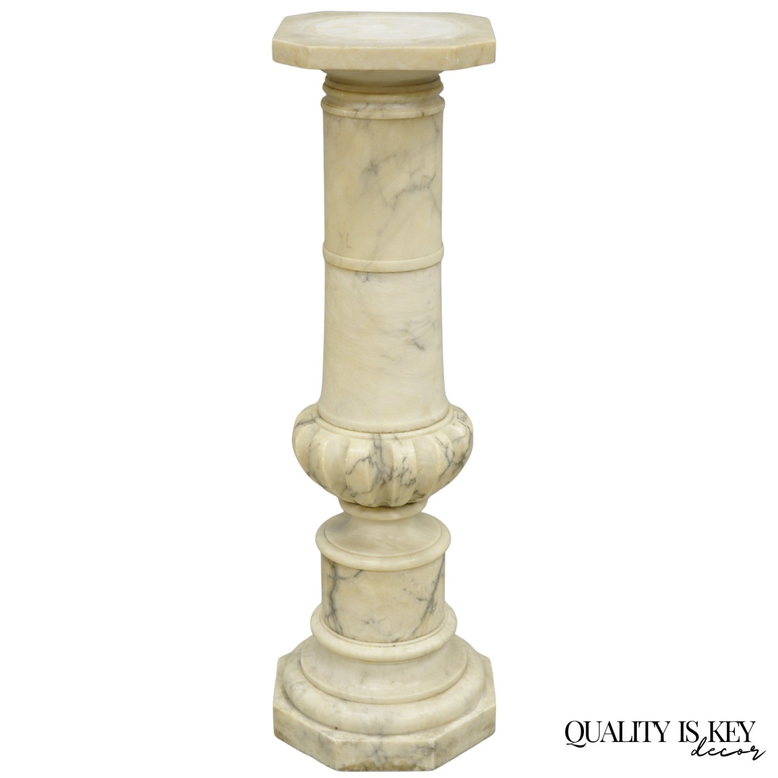 Antique Italian Classical Carved Marble Column Empire Pedestal Bust Stand