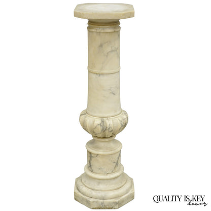 Antique Italian Classical Carved Marble Column Empire Pedestal Bust Stand