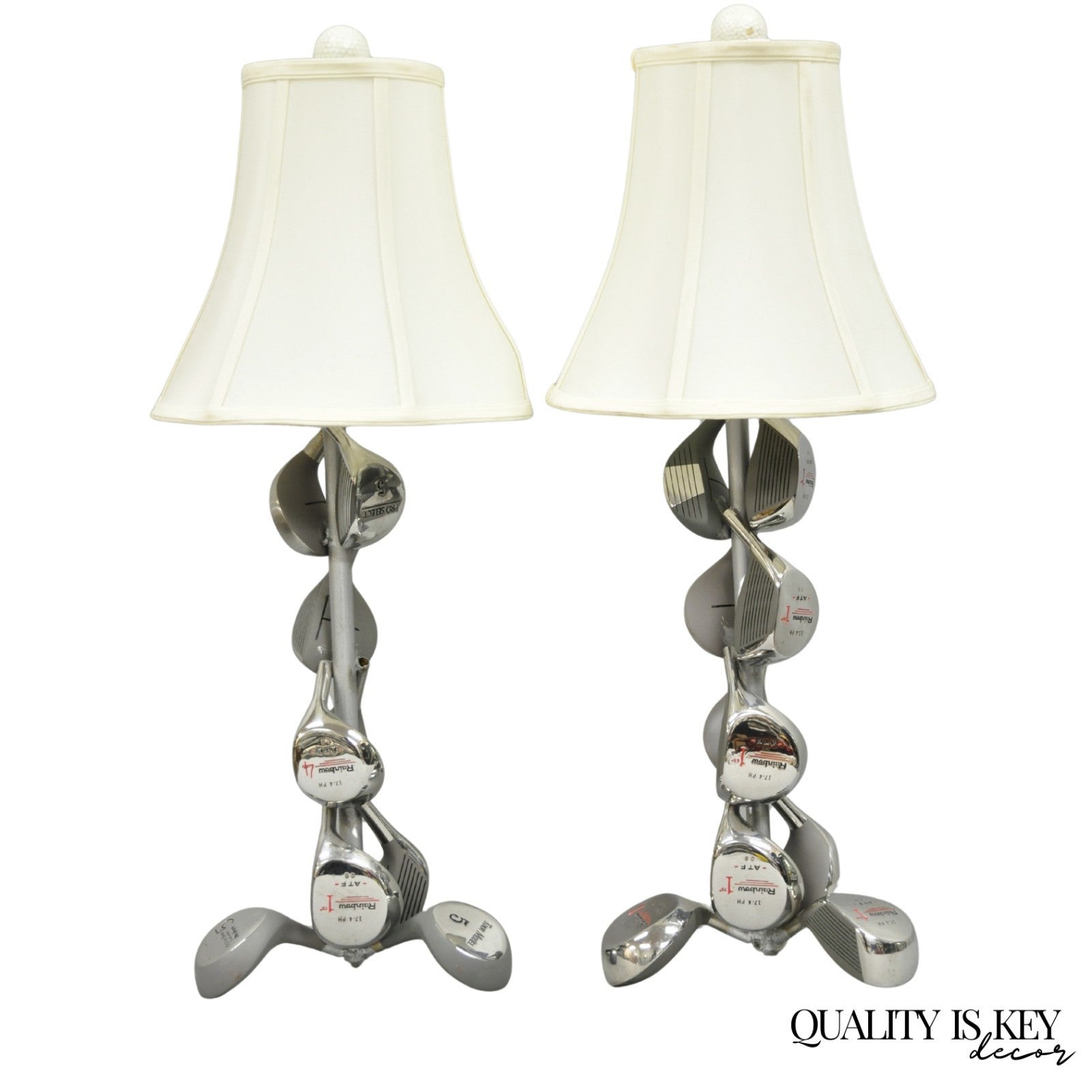 Decorative Modern Real Golf Club Mancave Game Room Table Lamps - a Pair
