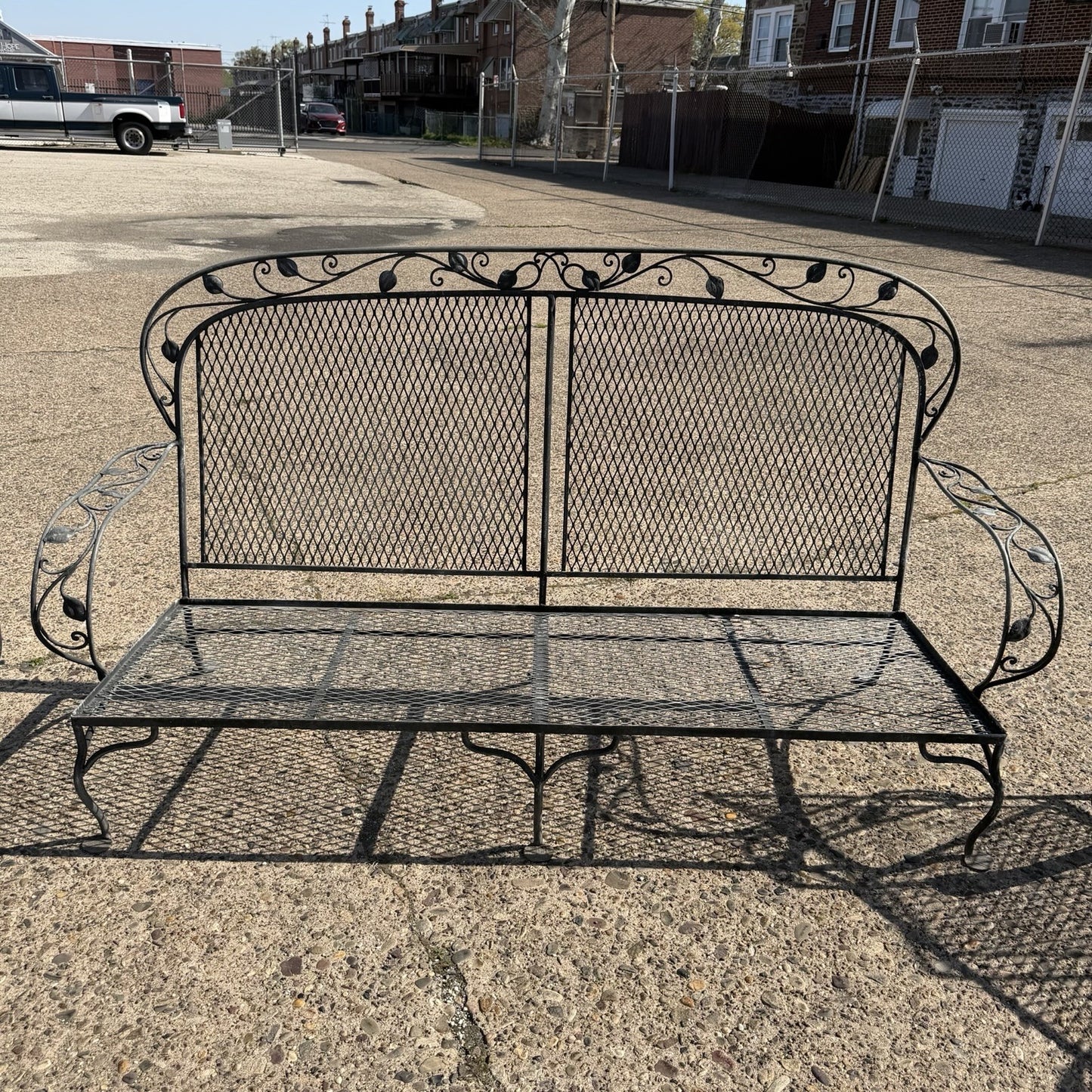 Vintage Salterini Art Nouveau Wrought Iron Garden Patio Sofa Chair Set - 3 Pcs