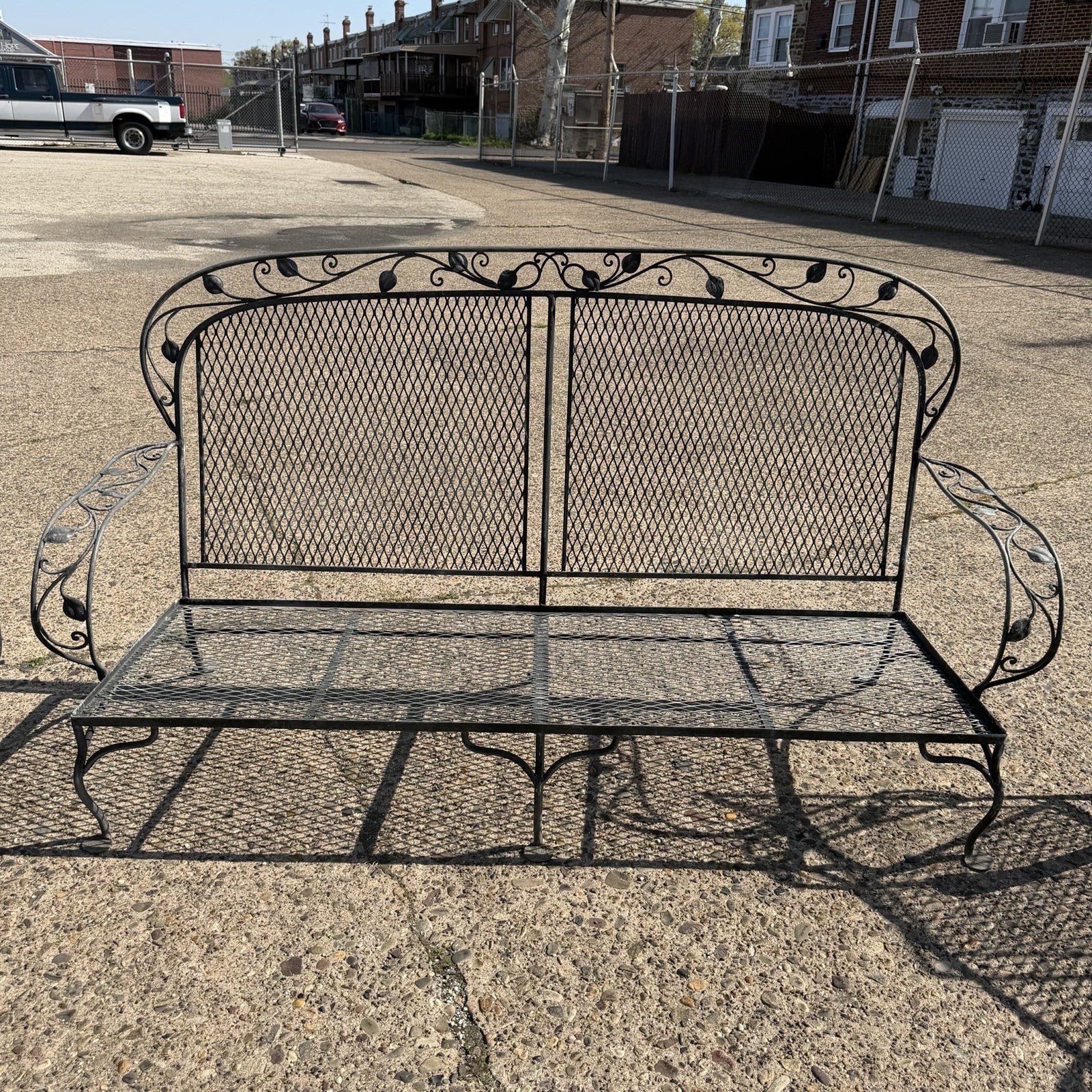 Vintage Salterini Art Nouveau Wrought Iron Garden Patio Sofa Chair Set - 3 Pcs