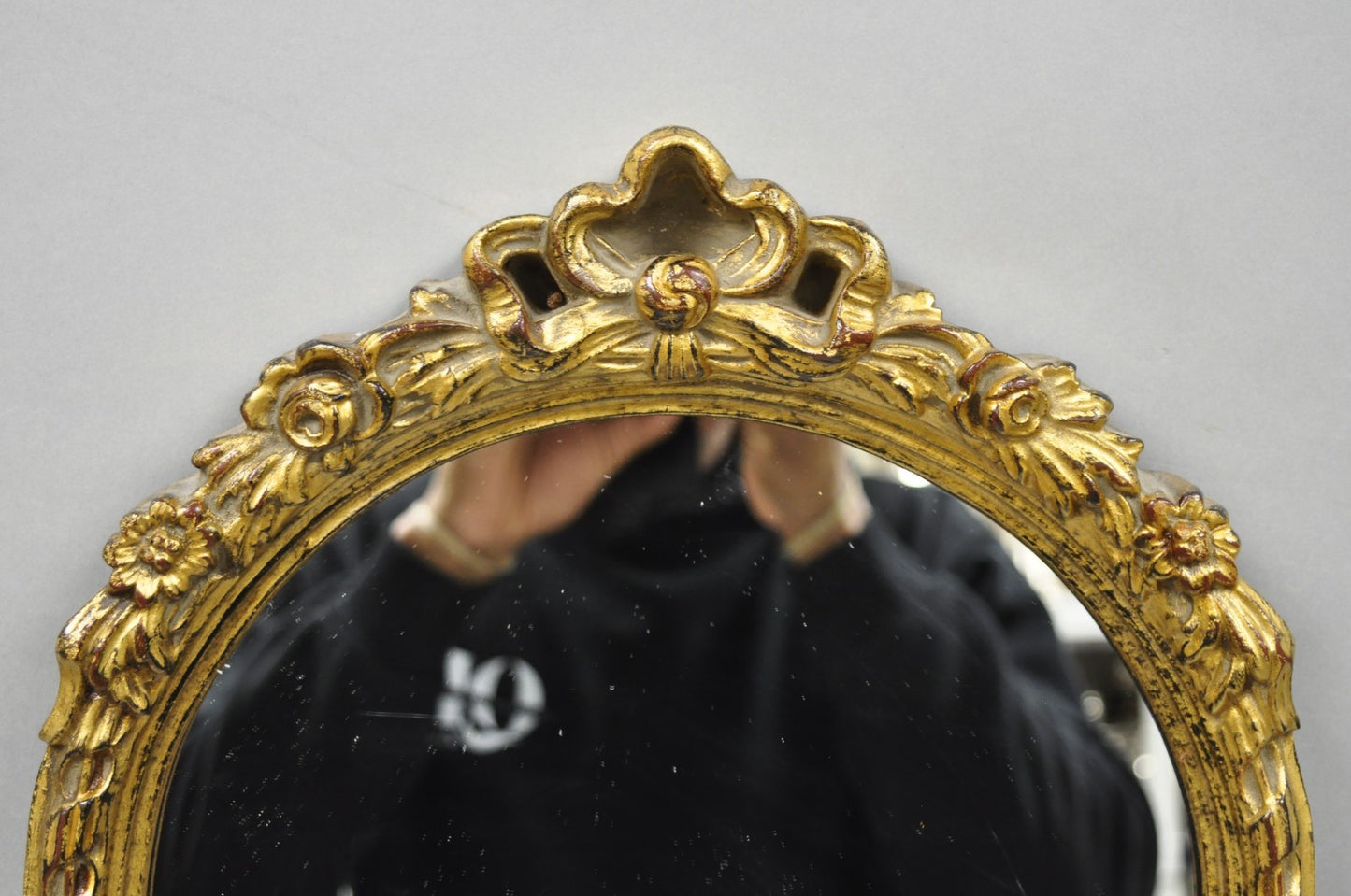 Vintage Bombay Co French Victorian Gold Ribbon Small Narrow Arch Wall Mirror