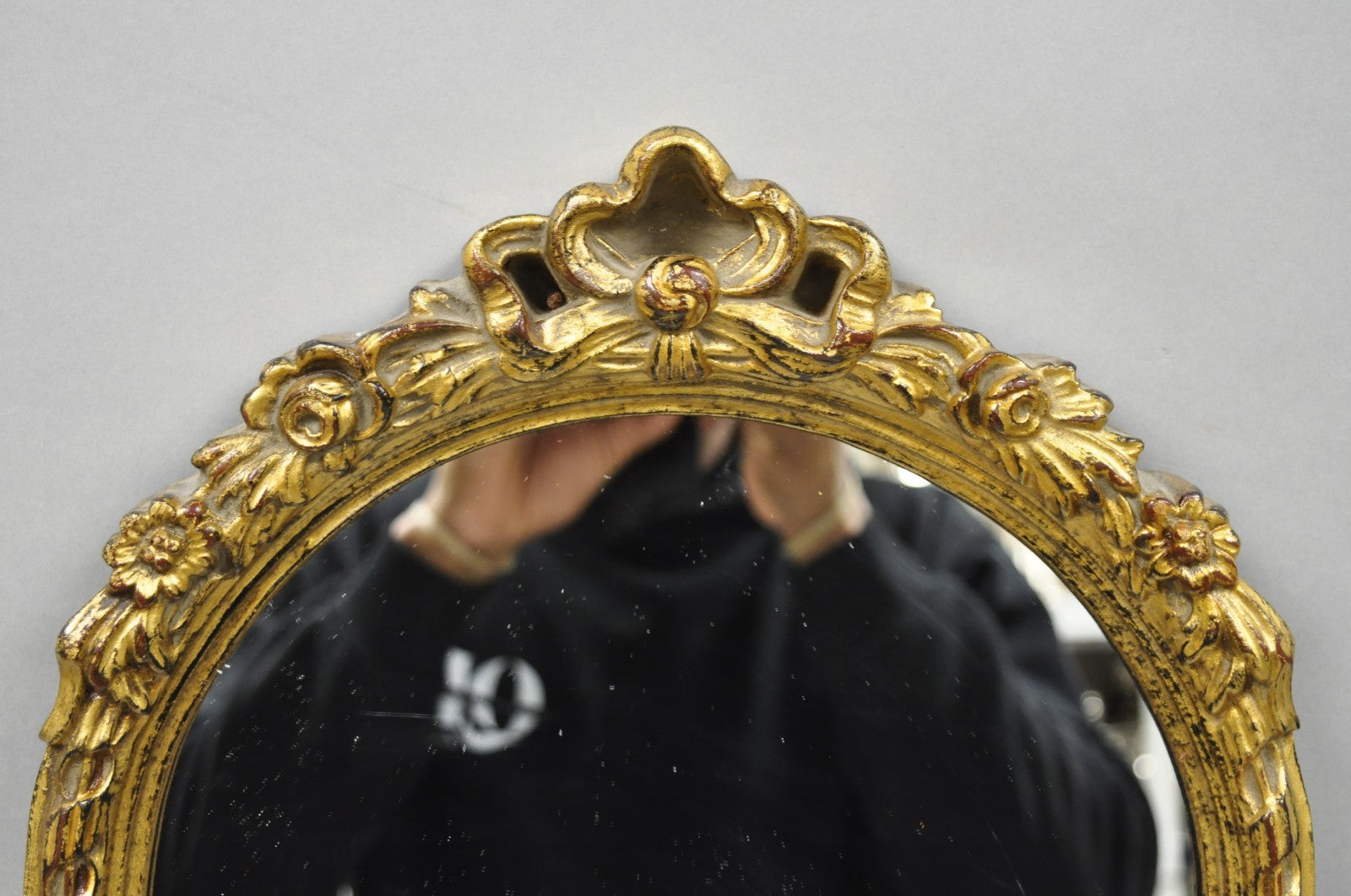 Vintage Bombay Co French Victorian Gold Ribbon Small Narrow Arch Wall Mirror