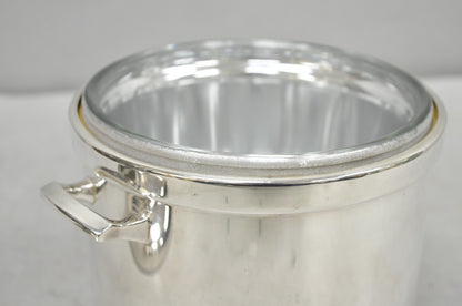 Vintage Sheffield Art Deco Silver Plated Glass Lined Covered Ice Bucket w/ Lid
