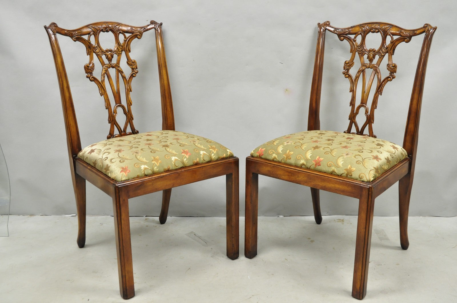 Chippendale Style Carved Mahogany Dining Side Chairs attr Theodore Alexander - 4