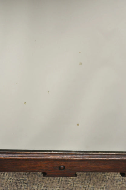 Antique Jacobean Style Carved Oak Wood Pivoting Dresser Shaving Table Top Mirror