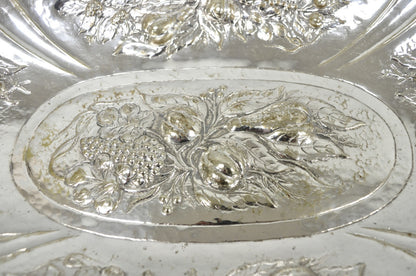 Antique Victorian Silver Plated Fruit Harvest Repousse Centerpiece Fruit Bowl
