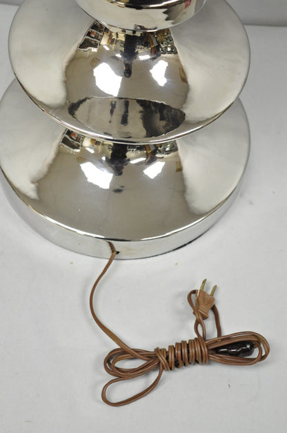 Vintage Italian Mid Century Modern Tall Sculptural Silver Ceramic Table Lamp
