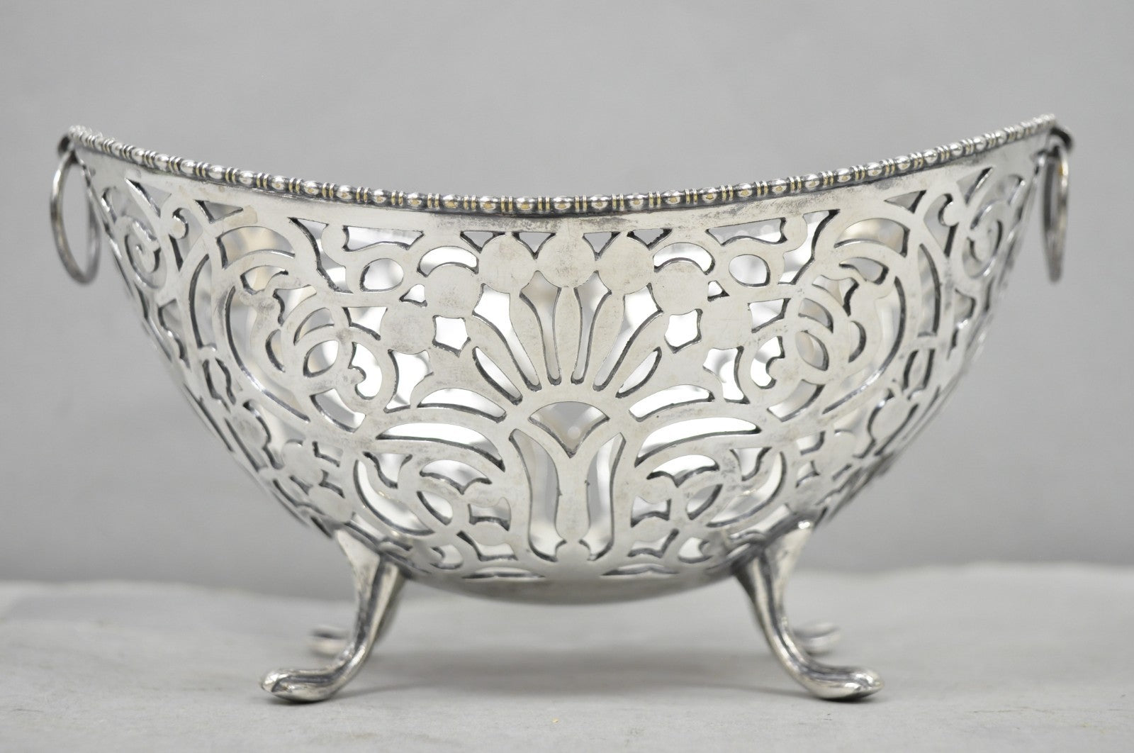 Antique Pairpoint Small Silver Plated Pierced Scrollwork Candy Dish Bowl Basket